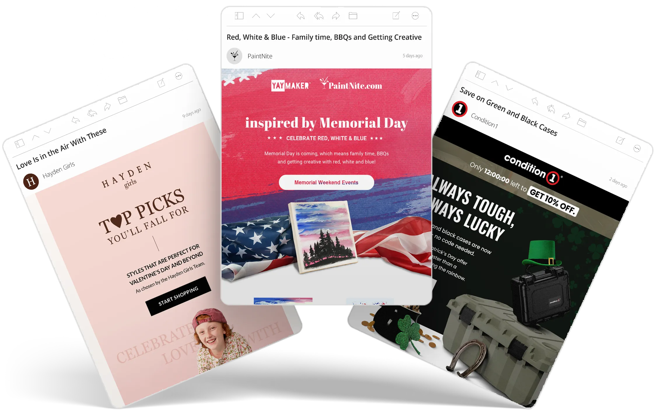 Comparison of standard vs. Black Friday email designs
