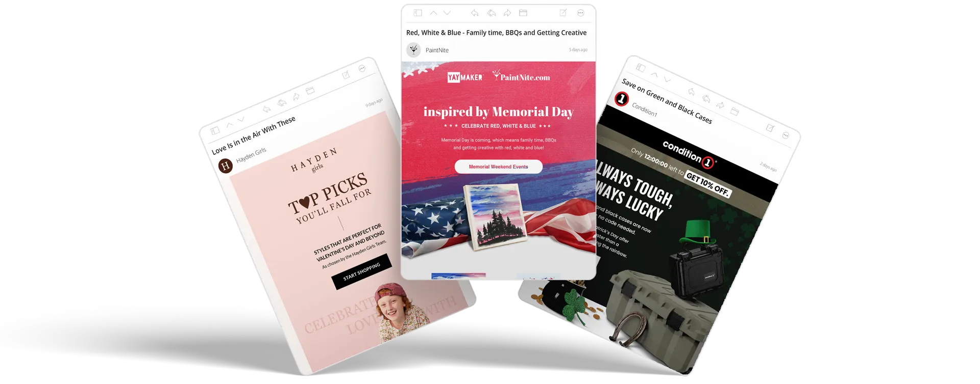 Comparison of standard vs. Black Friday email designs